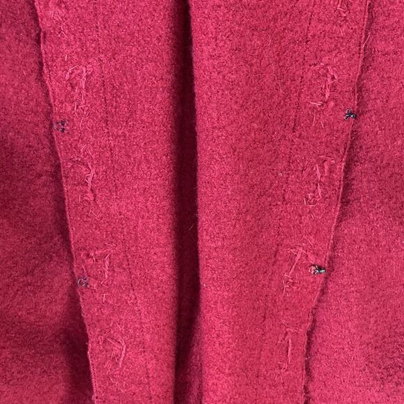 Vintage Alexandra Bartlett Wool Cardigan Red Embroidered Beaded Sweater XLarge - Picture 7 of 10
